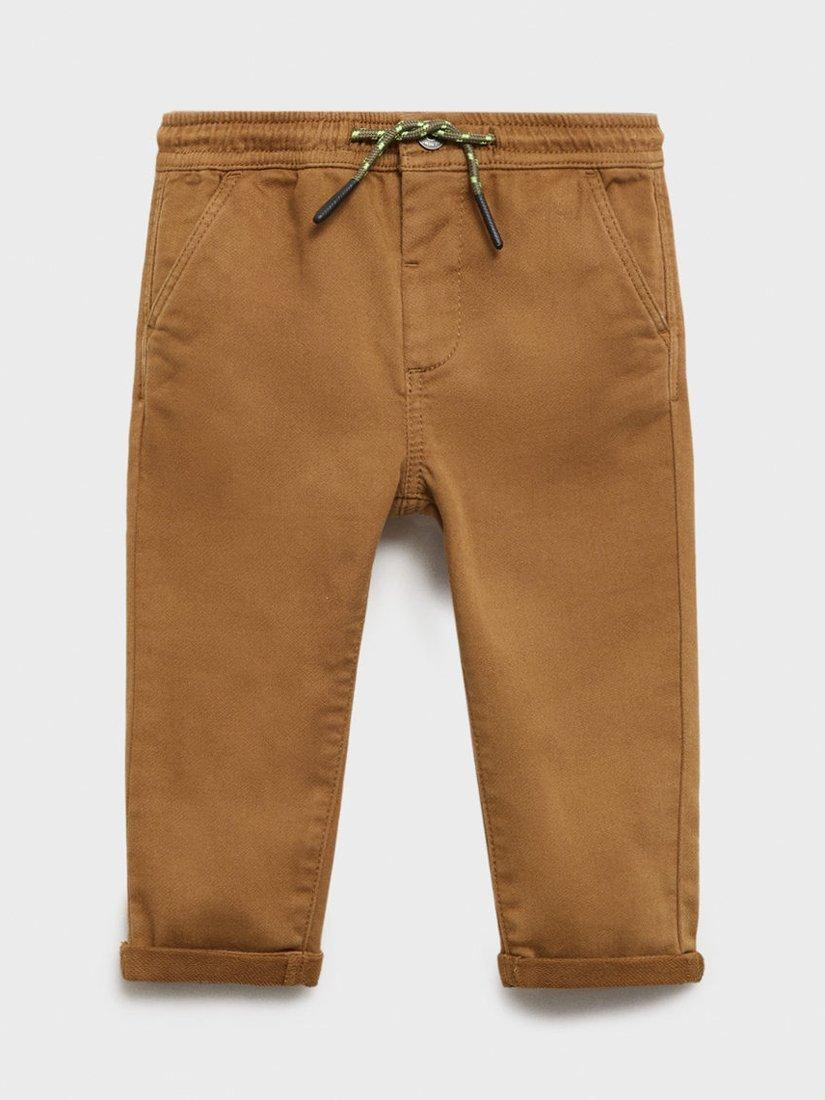 Mango Kids' Puigmal Slim Fit Trousers, Dark Brown
