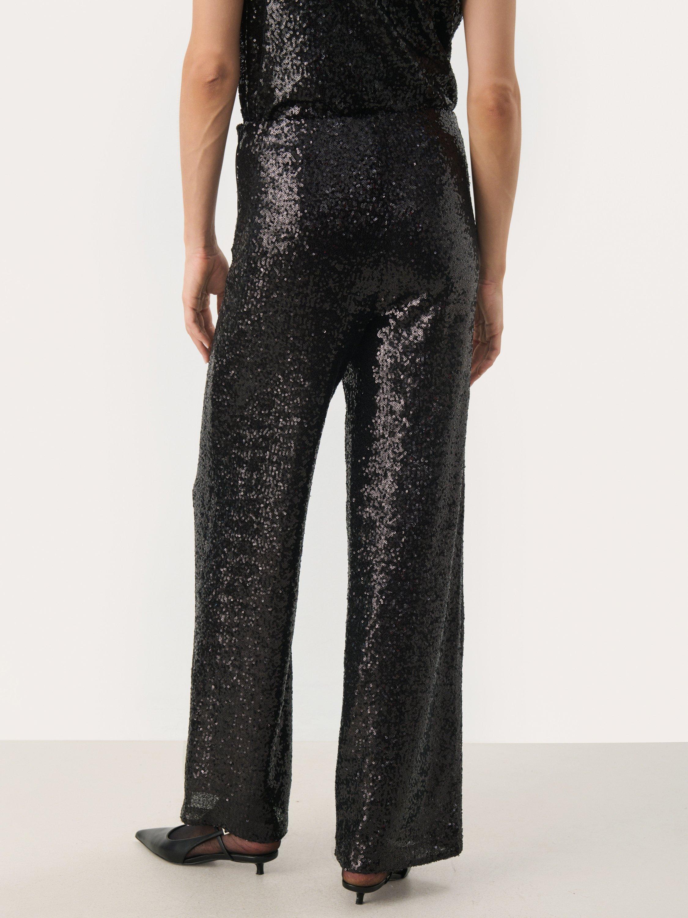 Product image 2 of 6, which shows Part Two Tatianas Sequin Trousers, Black, XS