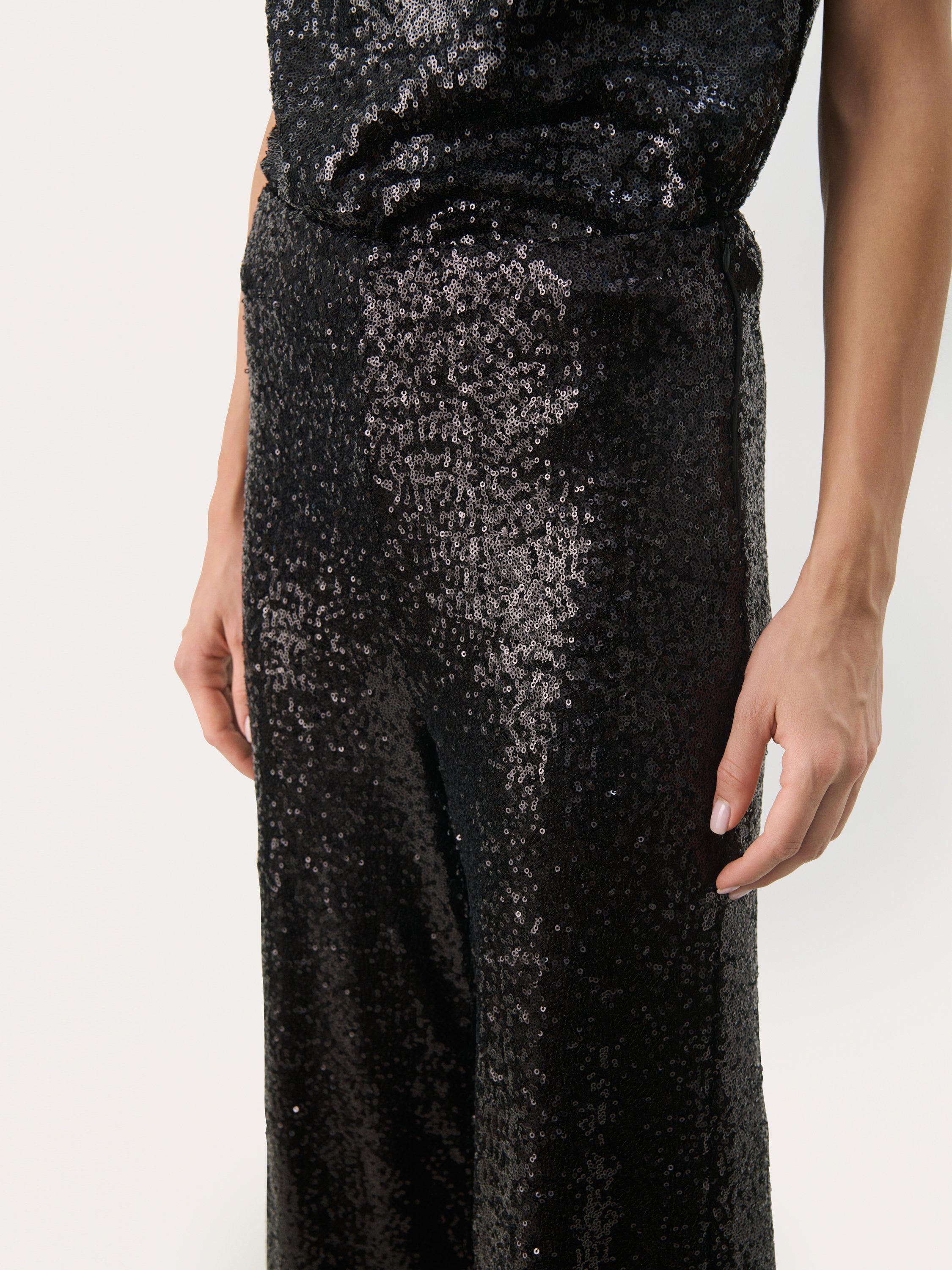 Product image 4 of 6, which shows Part Two Tatianas Sequin Trousers, Black, XS
