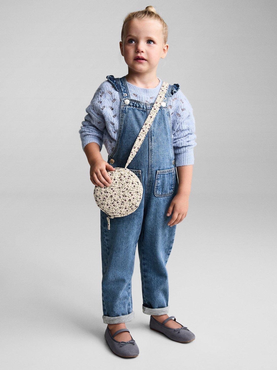 Mango Kids' Emillef Dungarees, Open Blue