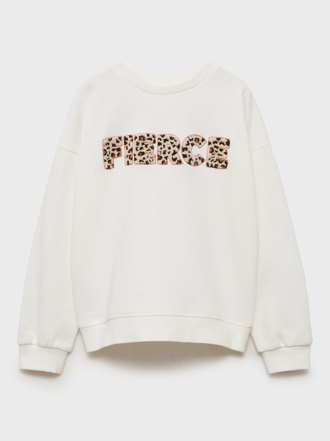 Mango Kids' Fierce Cotton Sweatshirt, Natural White