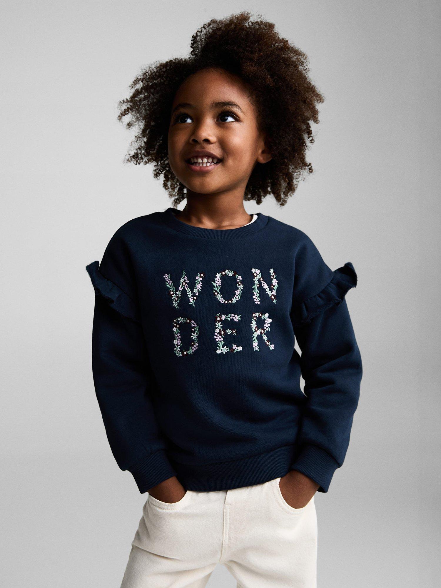 Mango Kids' Wonder Cotton Sweatshirt, Navy/Multi