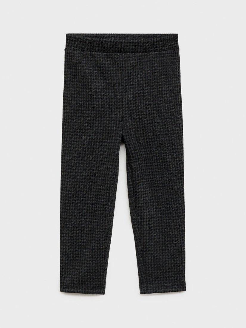 Mango Kids' Mara Dogtooth Leggings, Charcoal