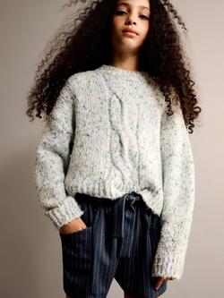 Mango Kids' Cata Stripe Paperbag Waist Shorts, Navy, Navy