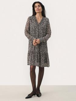 Part Two Mikaela Leaf Print Dress, Black, Black