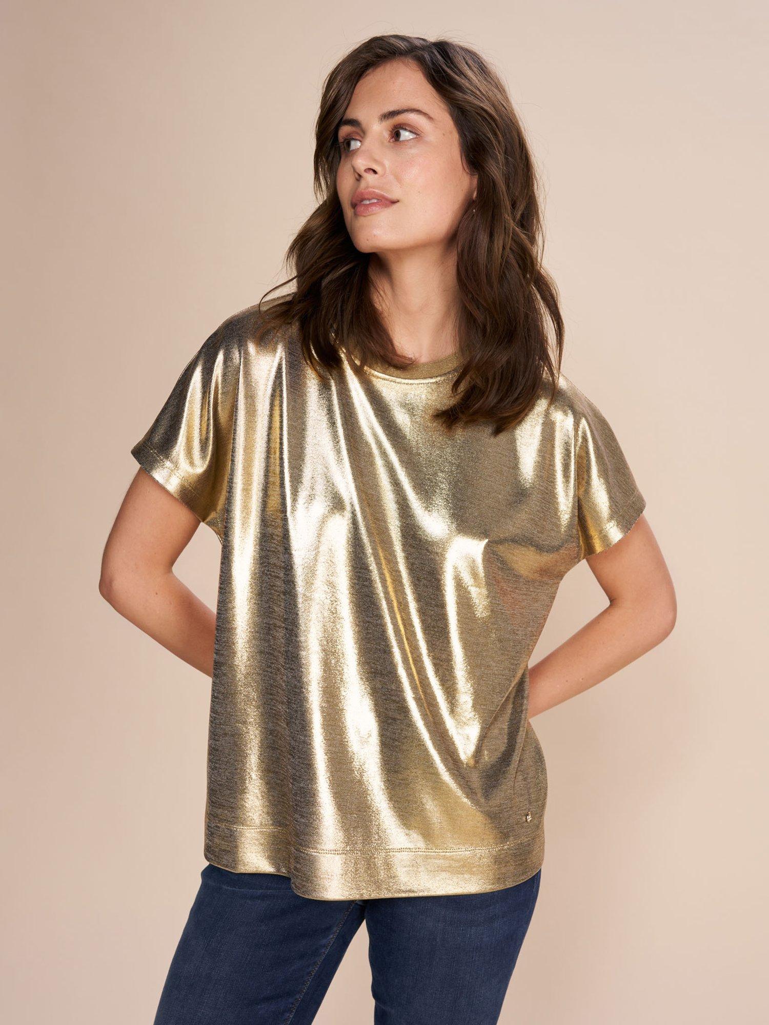 Product image 1 of 3, which shows MOS MOSH Nivola Shiny T-Shirt, Gold, XL