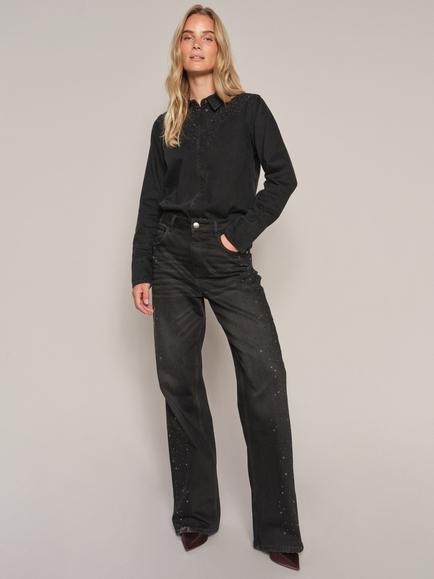 MOS MOSH Relee Rhinestone Jeans, Dark Grey, Dark Grey