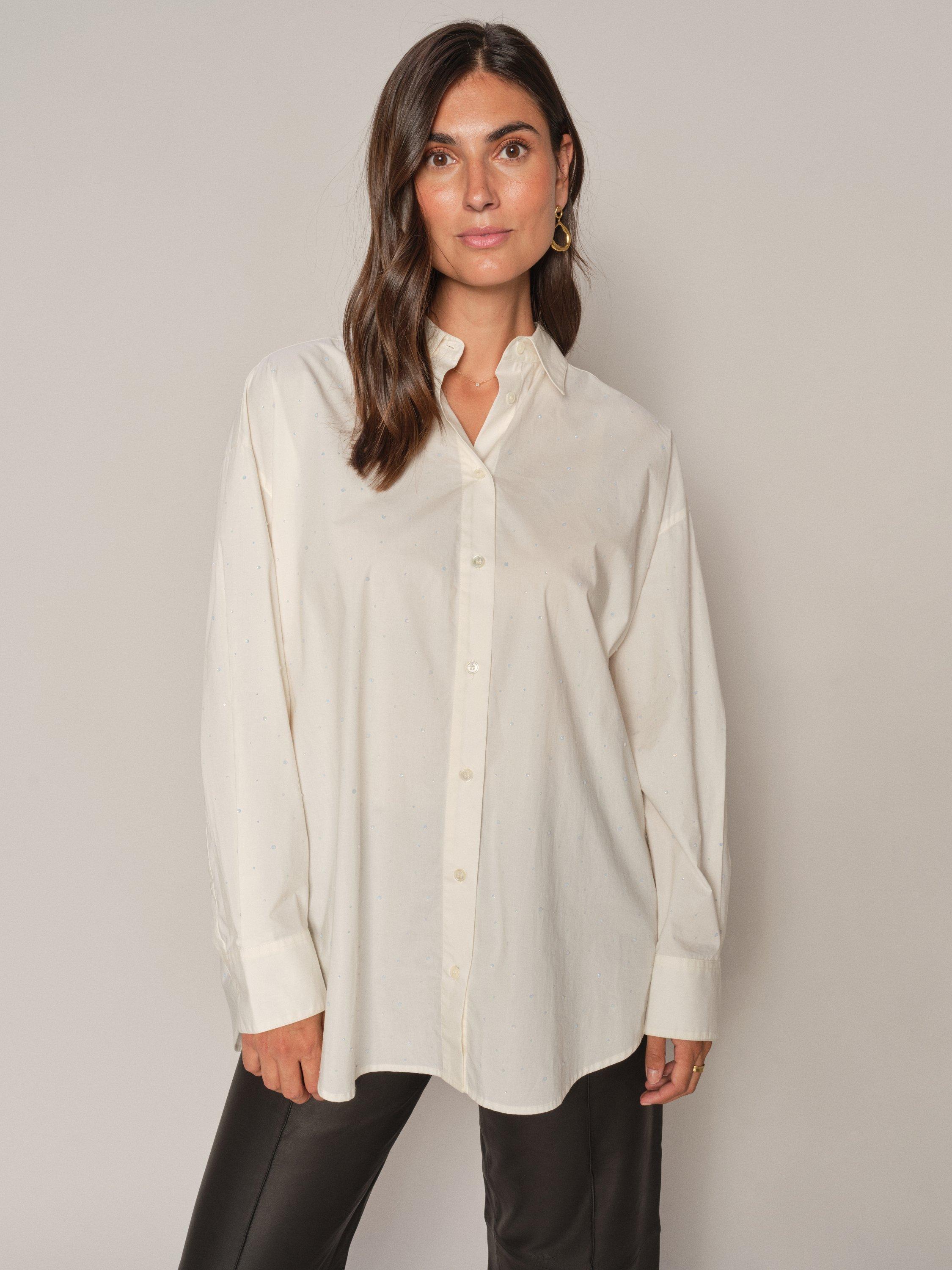 Product image 1 of 7, which shows MOS MOSH Danika Pure Organic Cotton Shirt, Ecru, XL