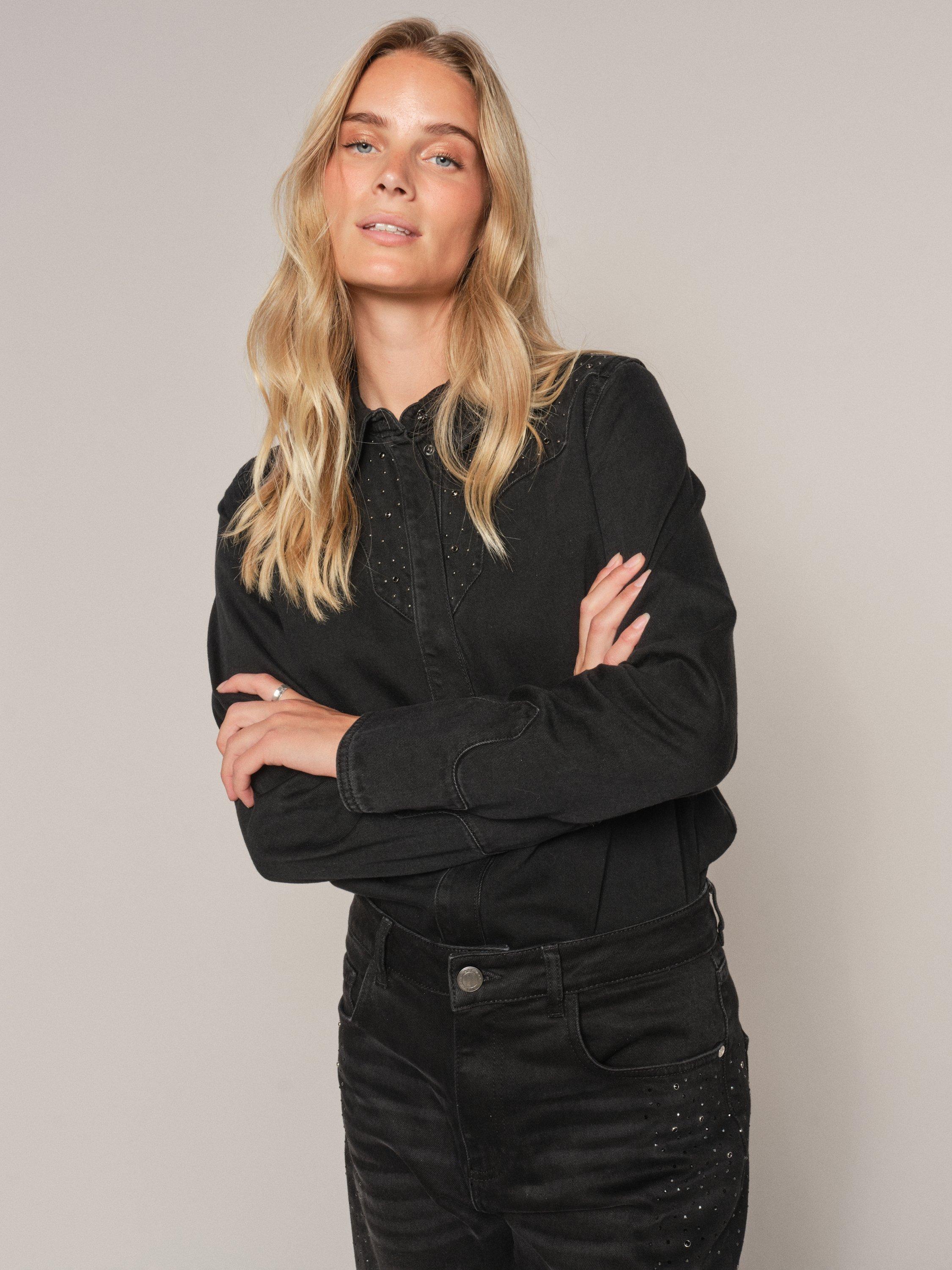 Product image 2 of 7, which shows MOS MOSH Evira Denim Shirt, Black, XS