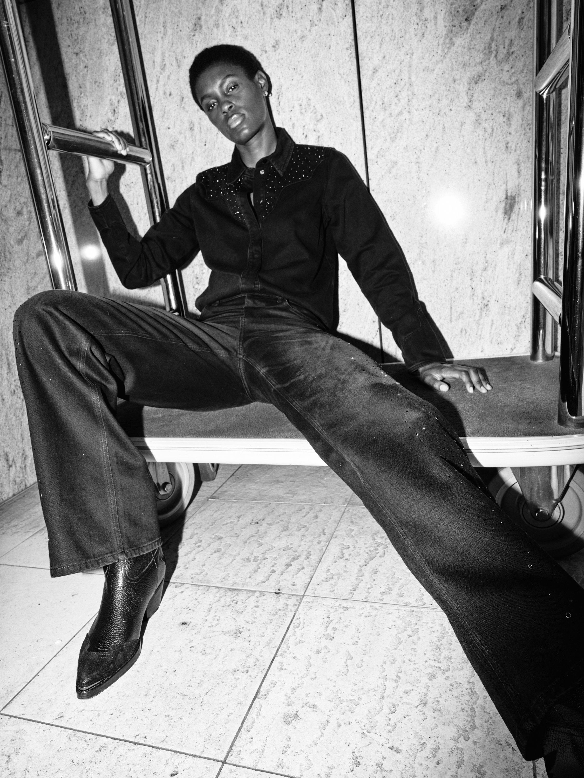 Product image 6 of 7, which shows MOS MOSH Evira Denim Shirt, Black, XS