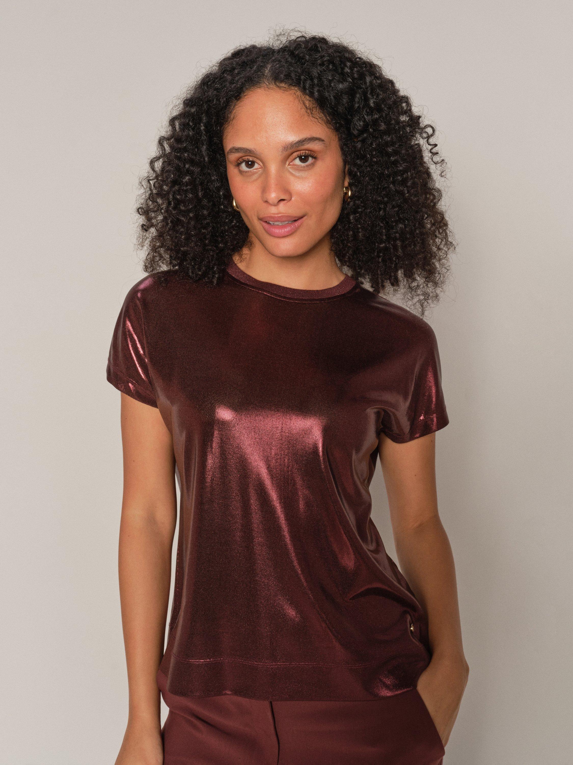 MOS MOSH Nivola Shiny T-Shirt, Rum Raisin