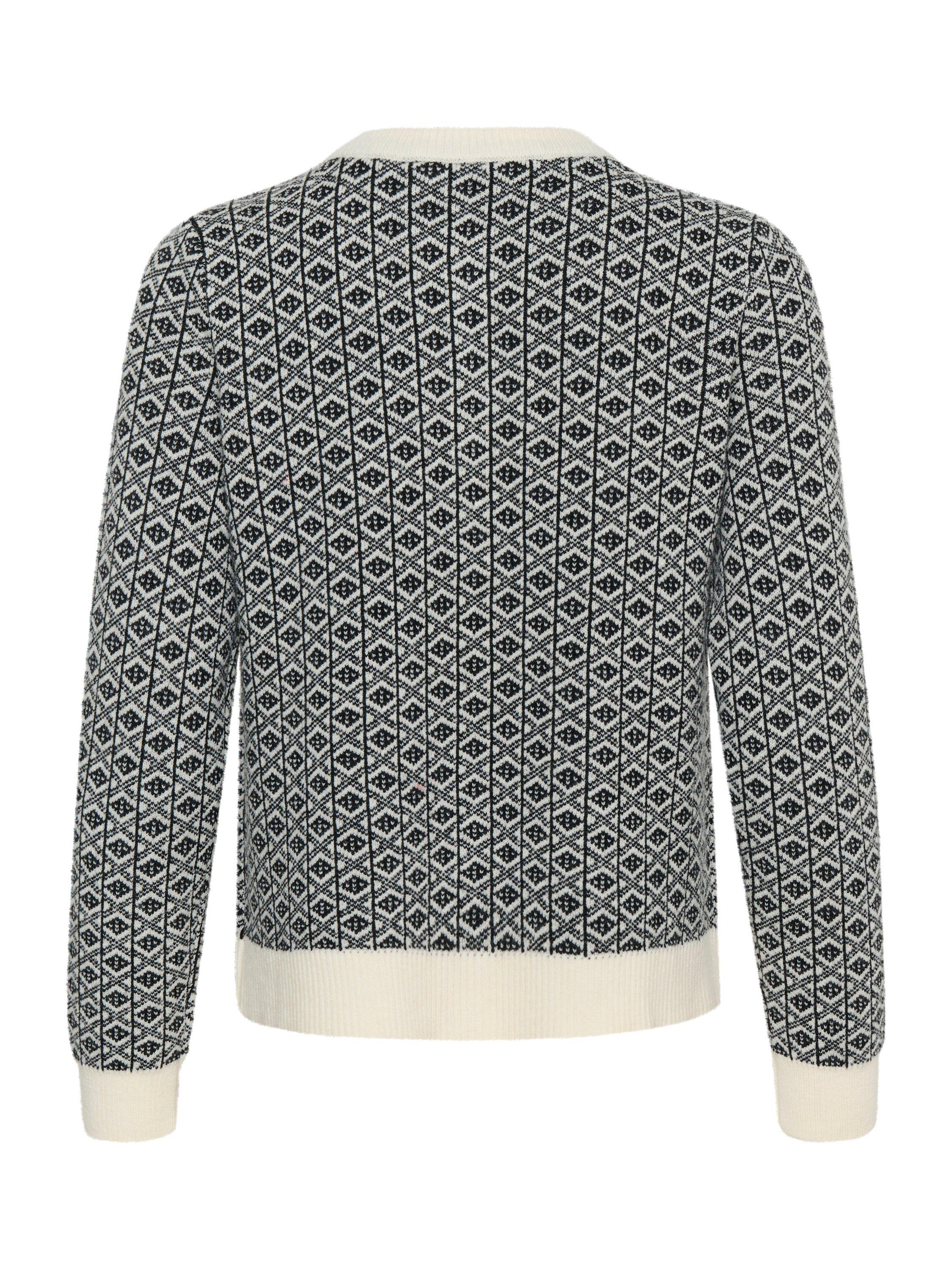 Product image 6 of 6, which shows Saint Tropez Herel Geometric Cardigan, Black/Cream, XS