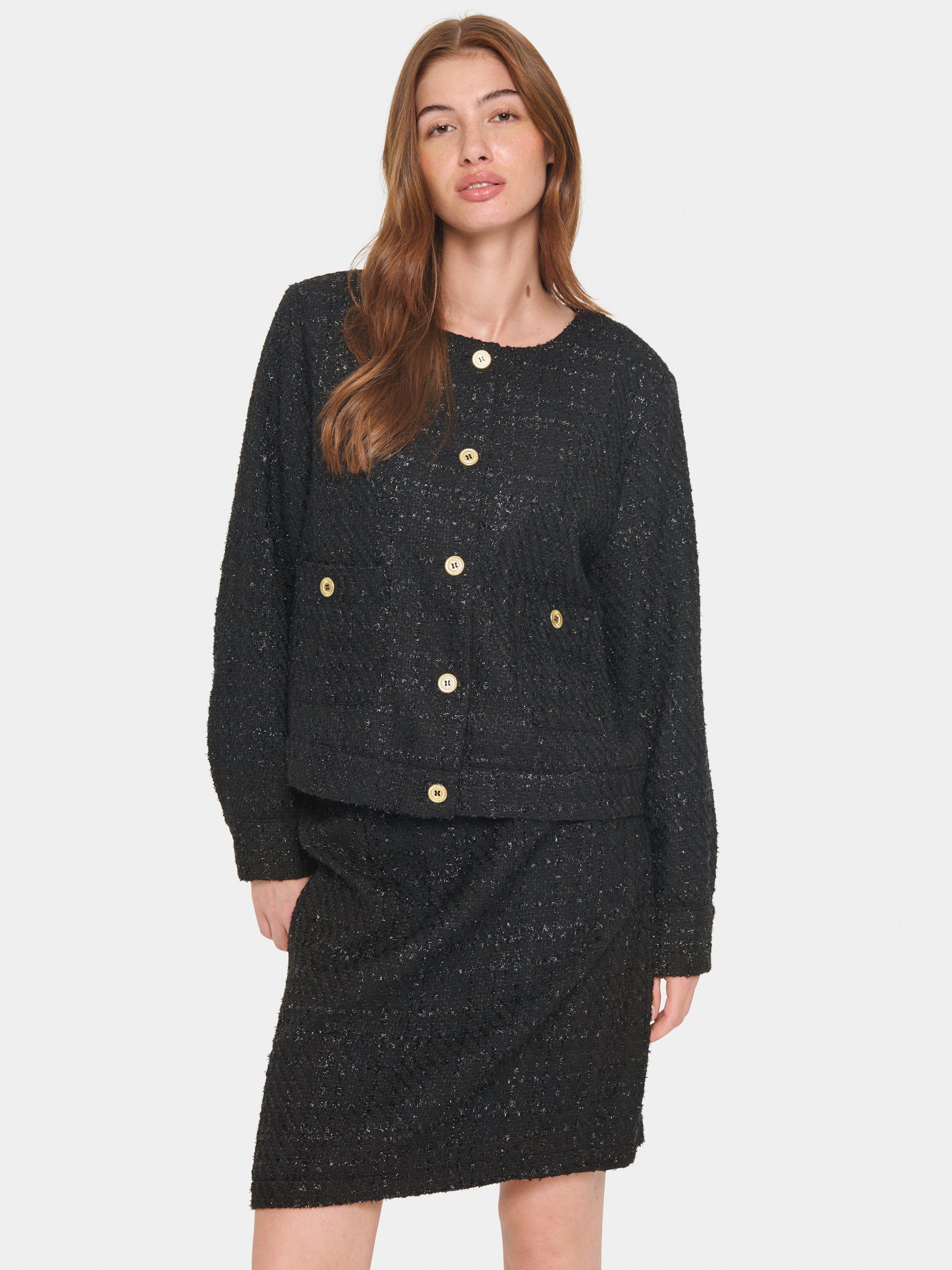 Product image 1 of 6, which shows Saint Tropez Hennie Boucle Jacket, Black, XS
