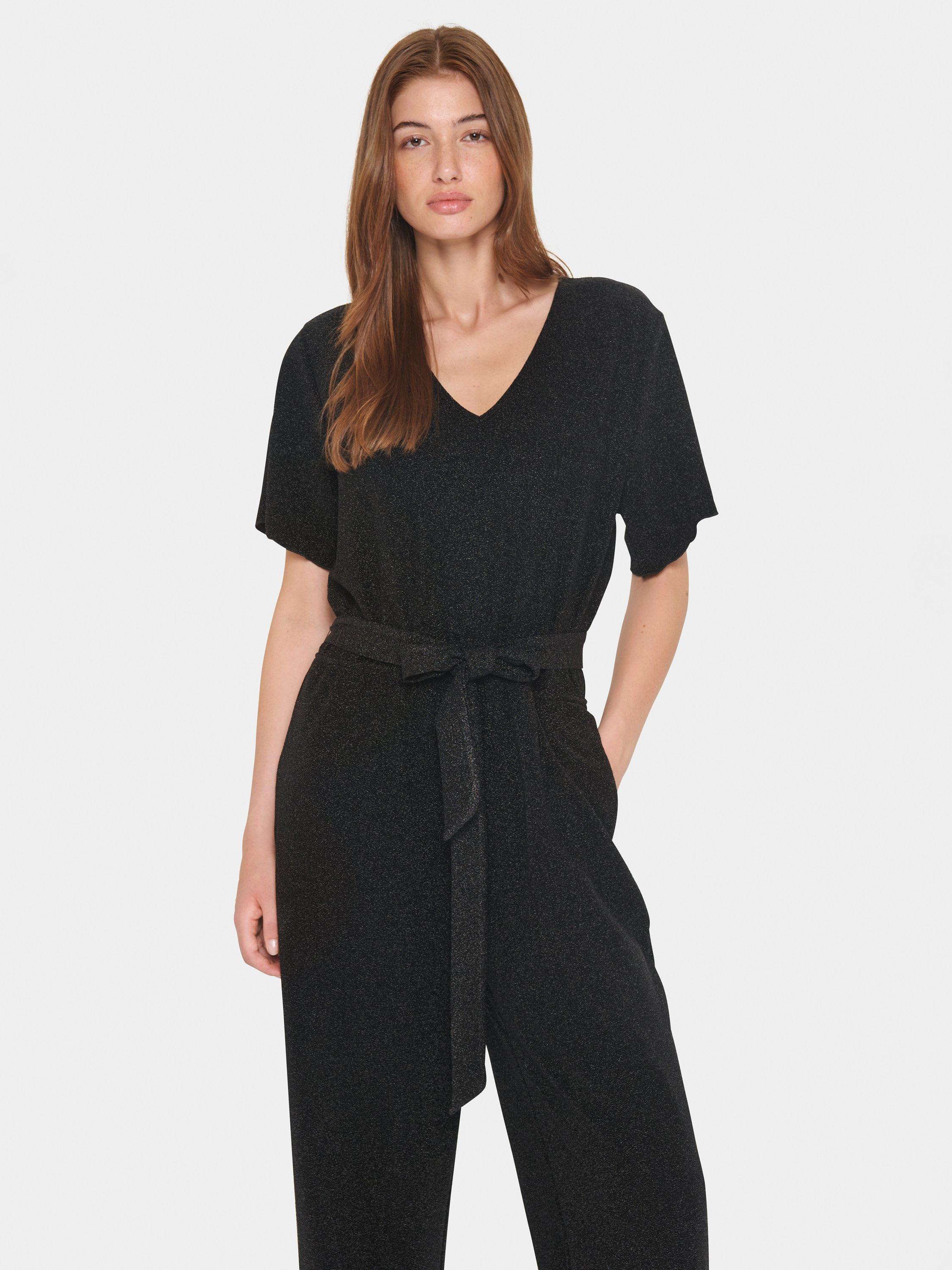 Product image 3 of 6, which shows Saint Tropez Huma Glitter Jumpsuit, Black, XS