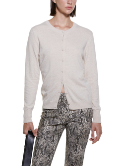 SISLEY Knit Round Neck Cardigan, Beige, Beige