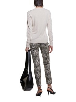 SISLEY Knit Round Neck Cardigan, Beige - view 2, Beige