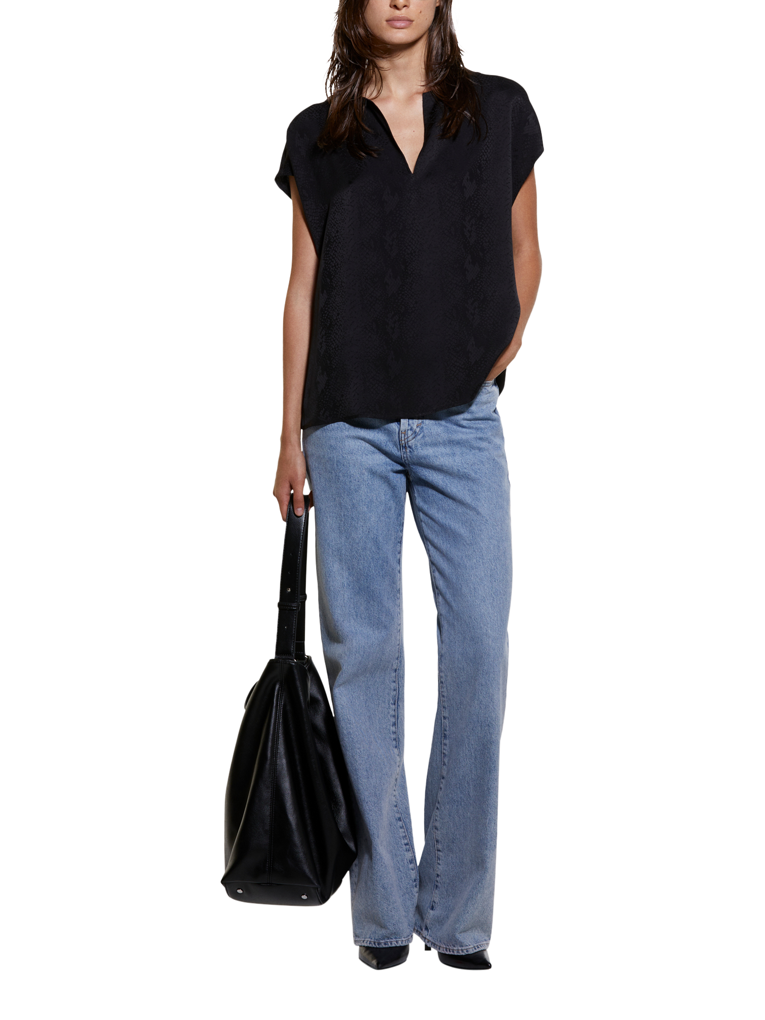 SISLEY Jacquard Blouse, Black