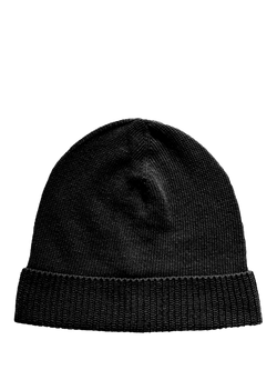 SISLEY Knit Ribbed Edge Beanie Hat, Black