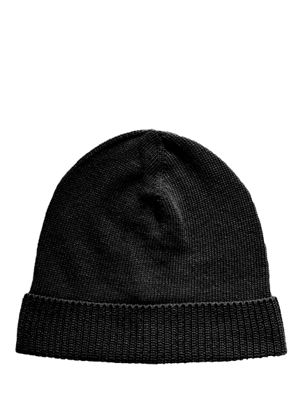 SISLEY Knit Ribbed Edge Beanie Hat, Black