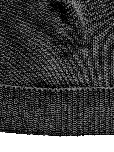 SISLEY Knit Ribbed Edge Beanie Hat - view 2, Black