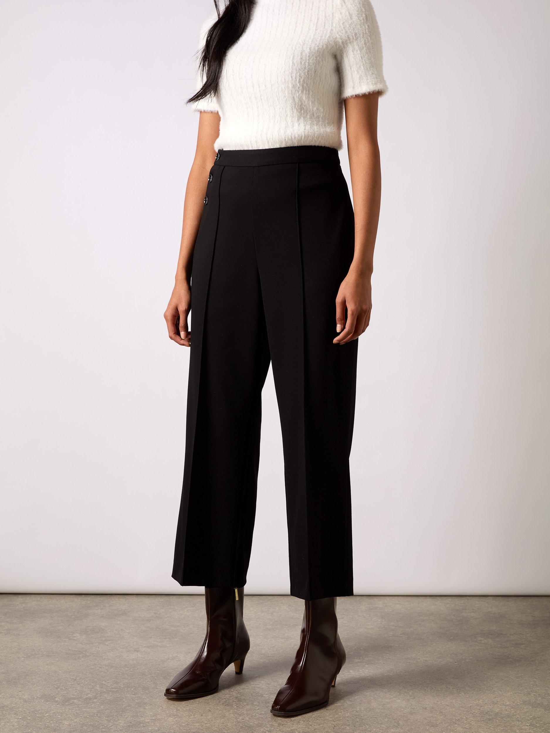 Product image 2 of 4, which shows Ro&Zo Ponte Twill Culottes, Black, 6