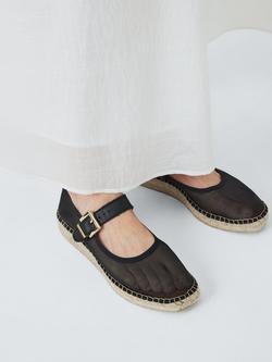 John Lewis Noa Mesh Square Toe Mary Jane Espadrille Sandals, Black - view 2, Black