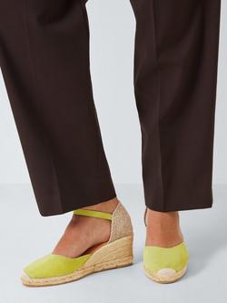 John Lewis Lloret Suede Espadrille Sandals, Chartreuse - view 2, Chartreuse