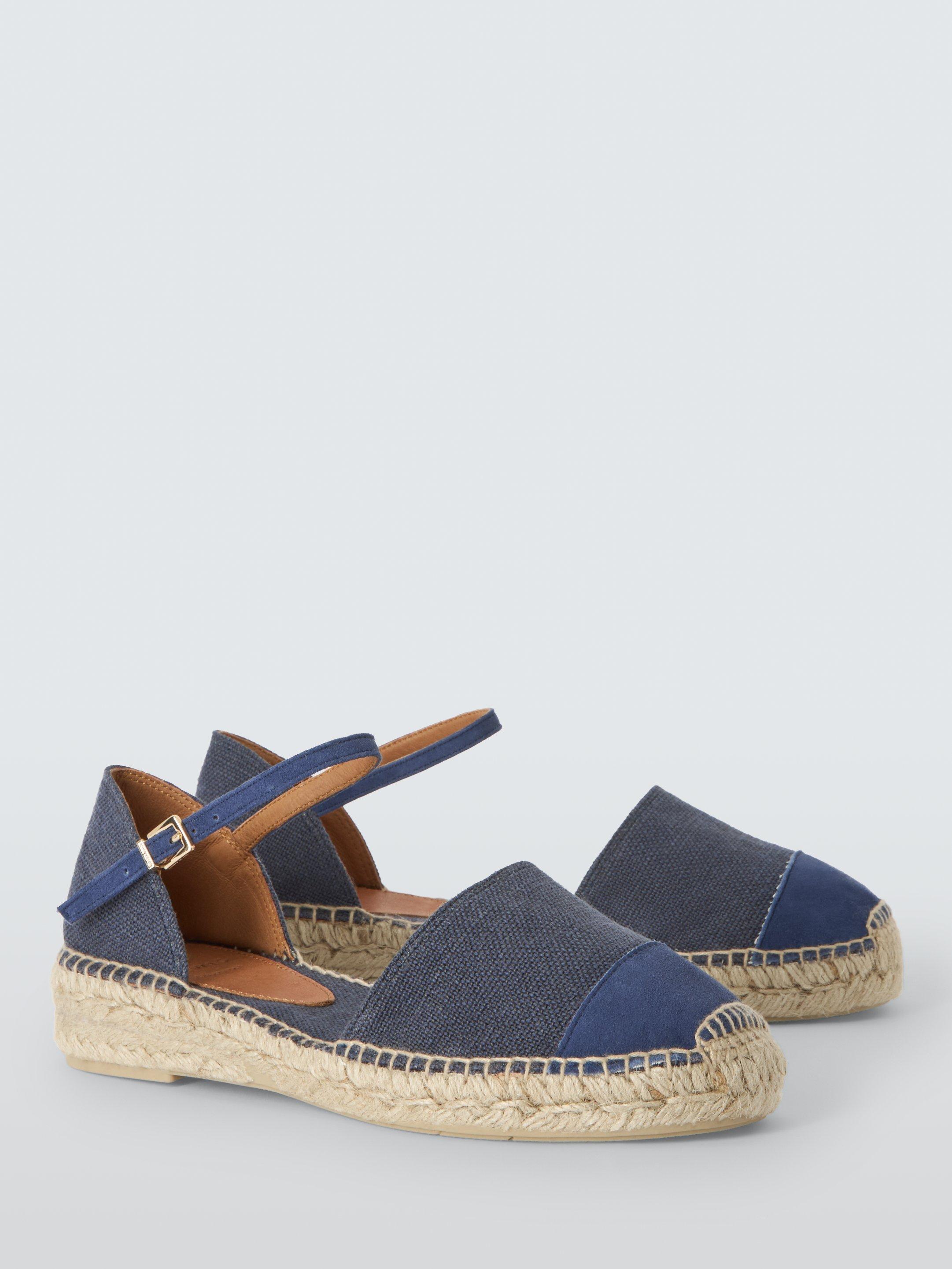 Product image 3 of 6, which shows John Lewis Kennie Fabric Toe Cap Wedge Espadrilles Sandals, Blue/Multi, 3