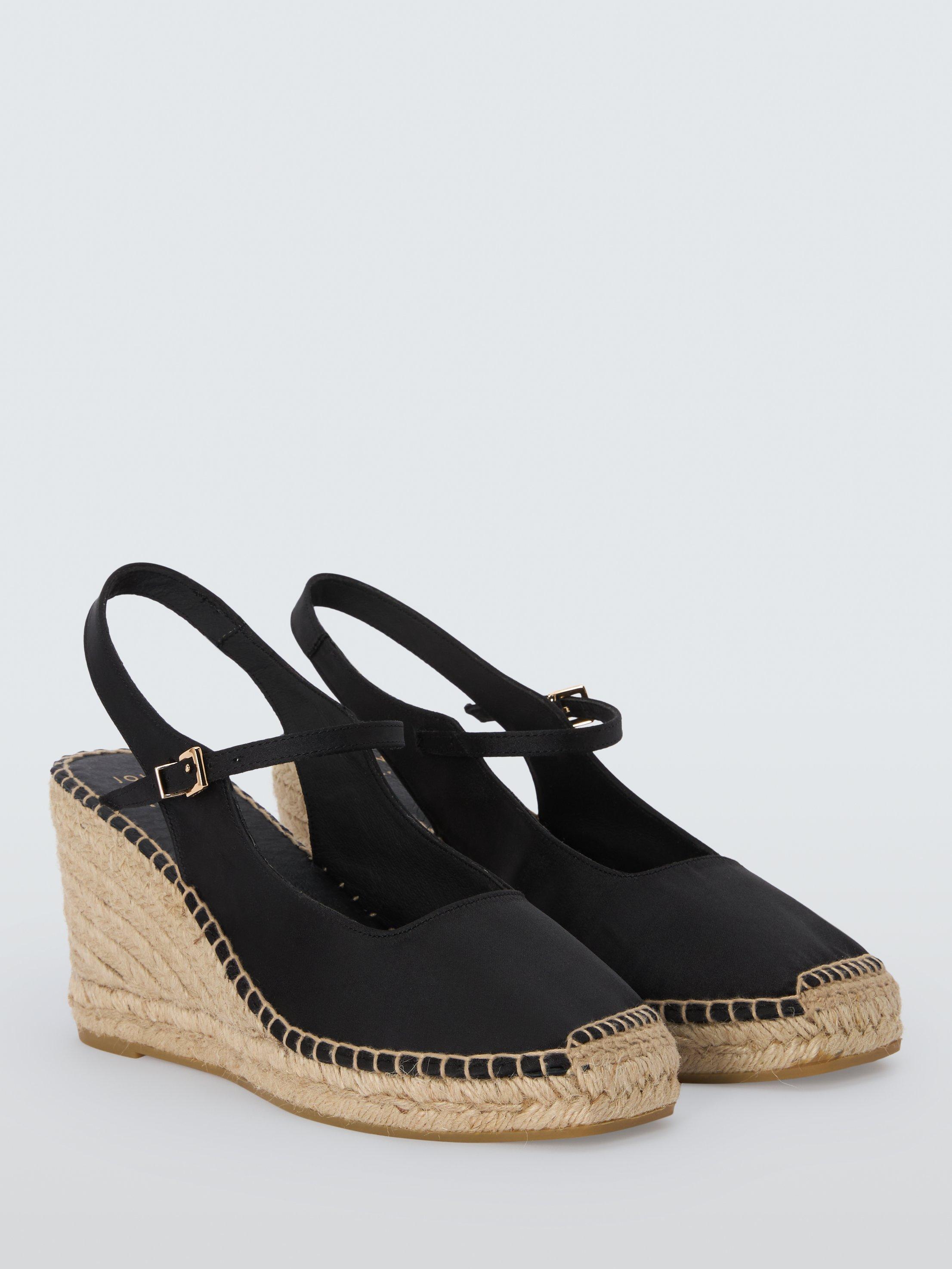 Product image 3 of 6, which shows John Lewis Knoxx Mary Jane Slingback Wedge Espadrille Sandals, Black, 3