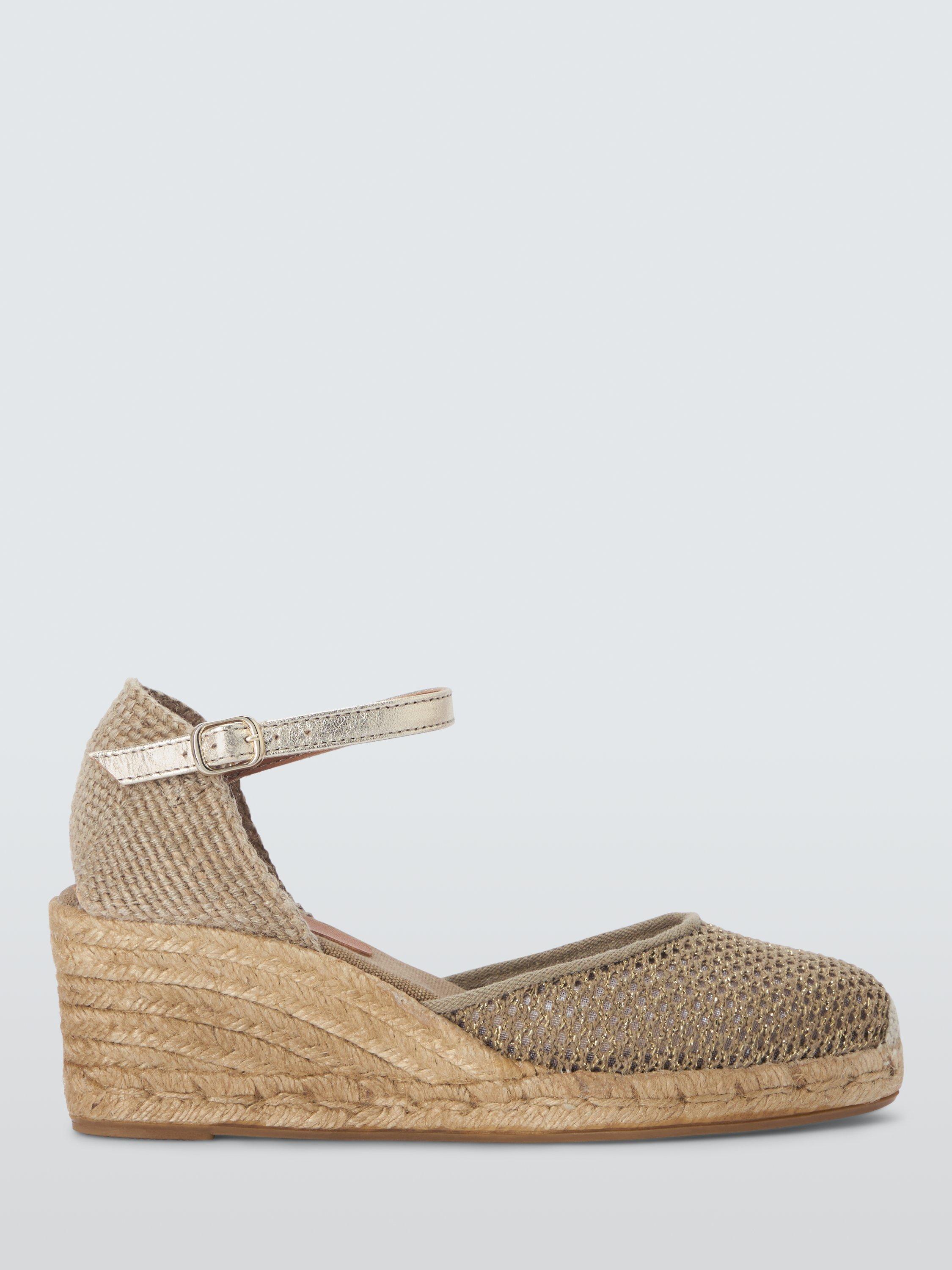 Product image 1 of 6, which shows John Lewis Lloret Closed Toe Two Part Wedge Espadrille Sandals, Brown, 3