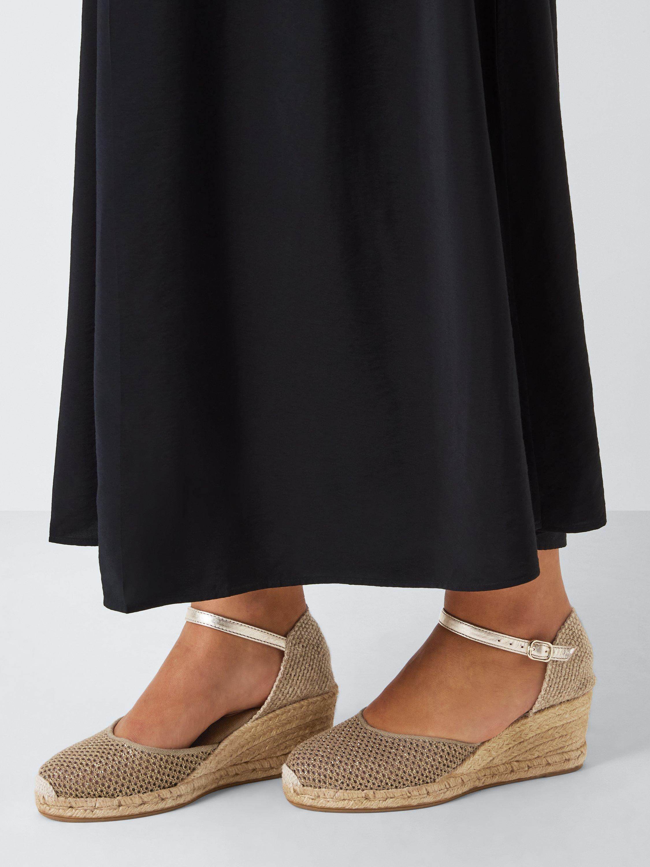 Product image 2 of 6, which shows John Lewis Lloret Closed Toe Two Part Wedge Espadrille Sandals, Brown, 3