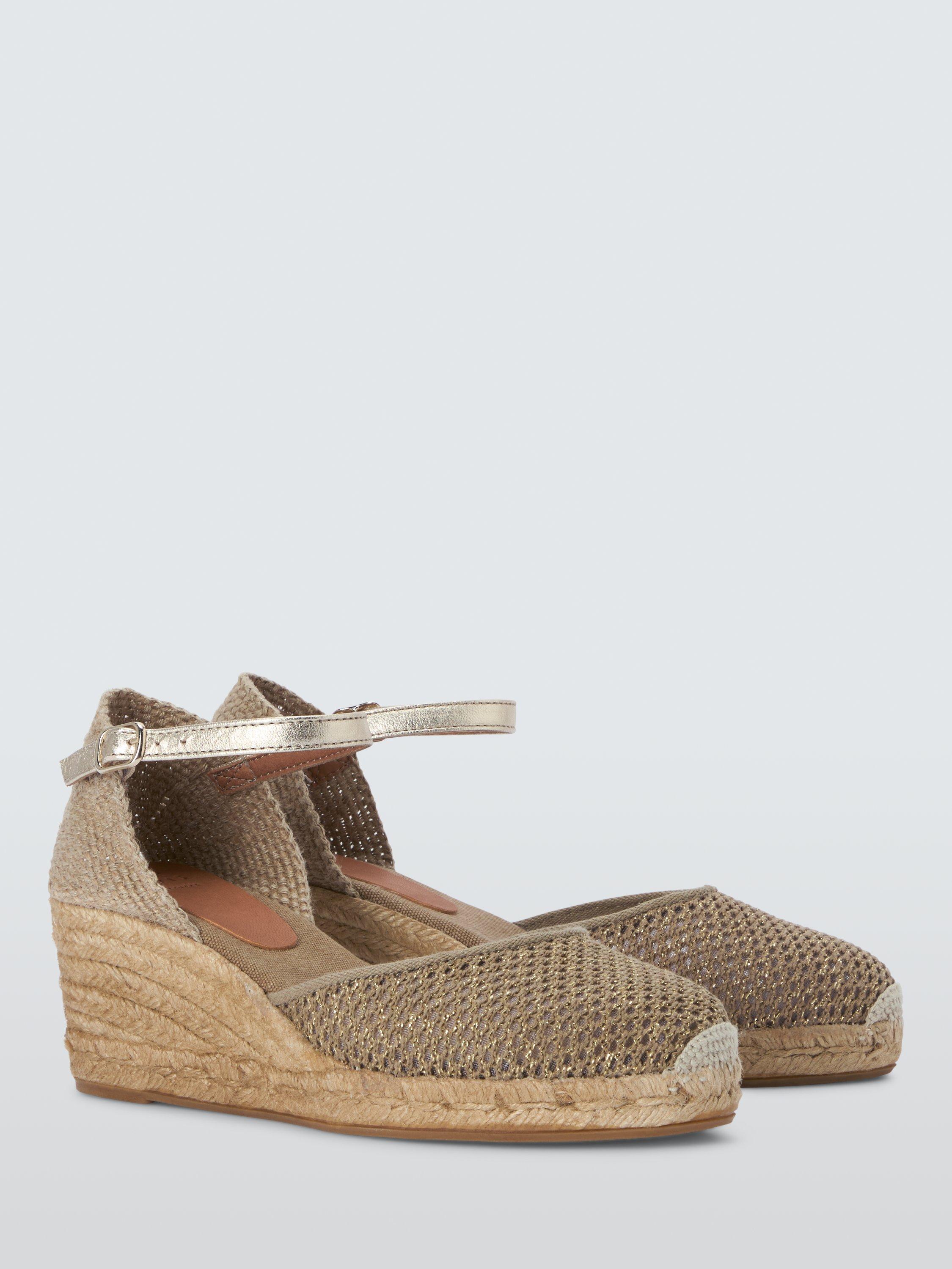 Product image 3 of 6, which shows John Lewis Lloret Closed Toe Two Part Wedge Espadrille Sandals, Brown, 3