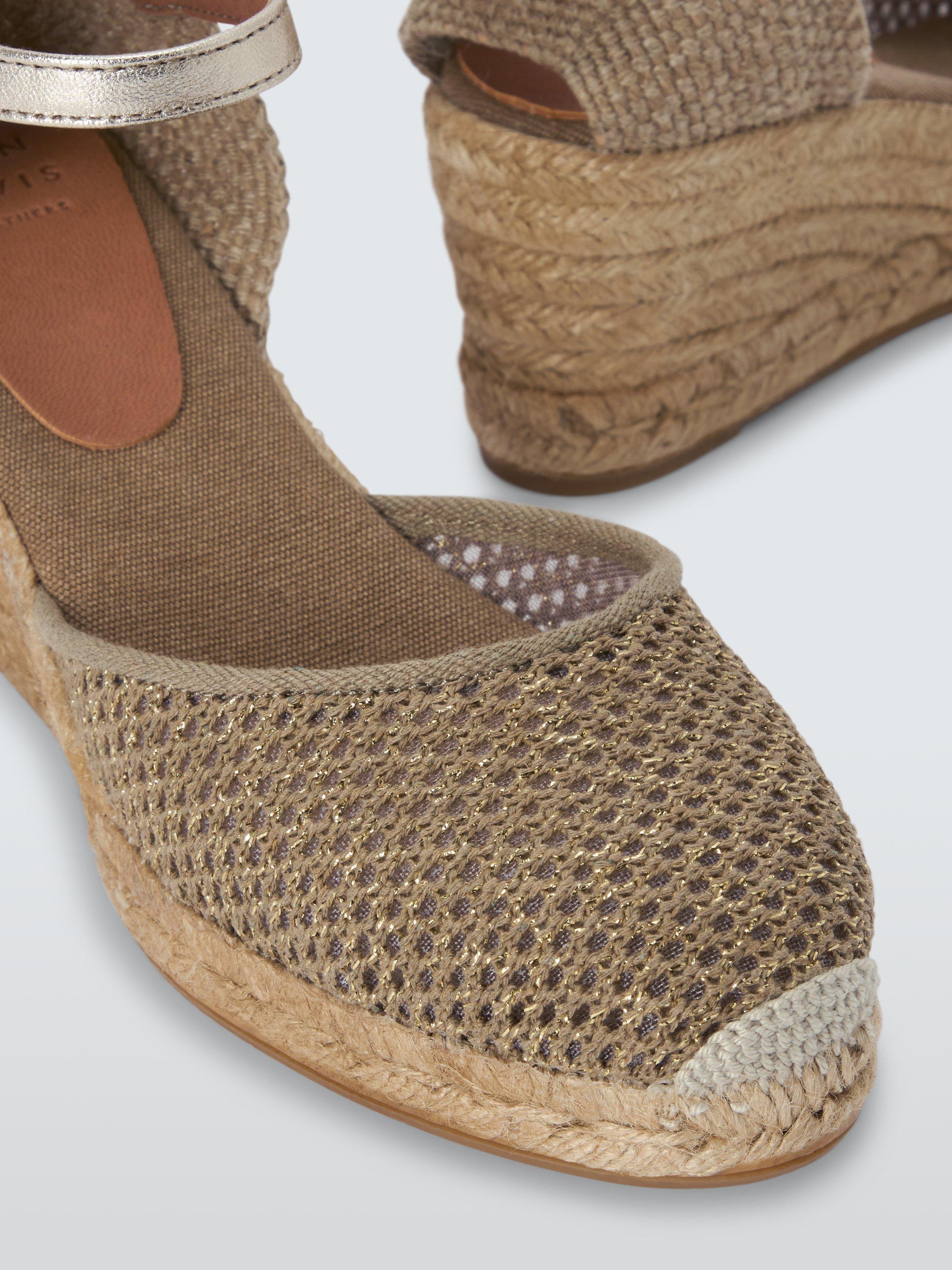 Product image 4 of 6, which shows John Lewis Lloret Closed Toe Two Part Wedge Espadrille Sandals, Brown, 3