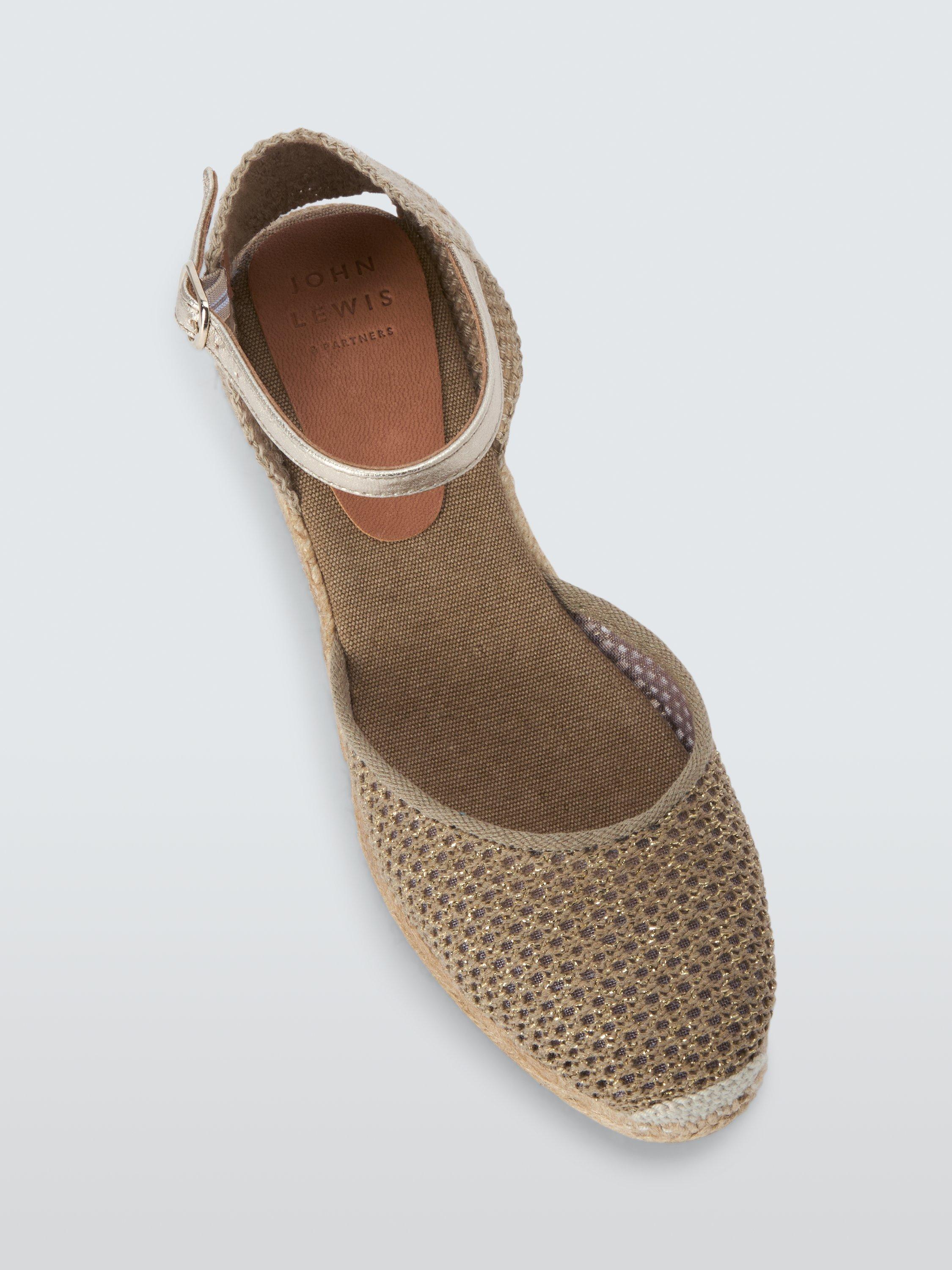 Product image 5 of 6, which shows John Lewis Lloret Closed Toe Two Part Wedge Espadrille Sandals, Brown, 3