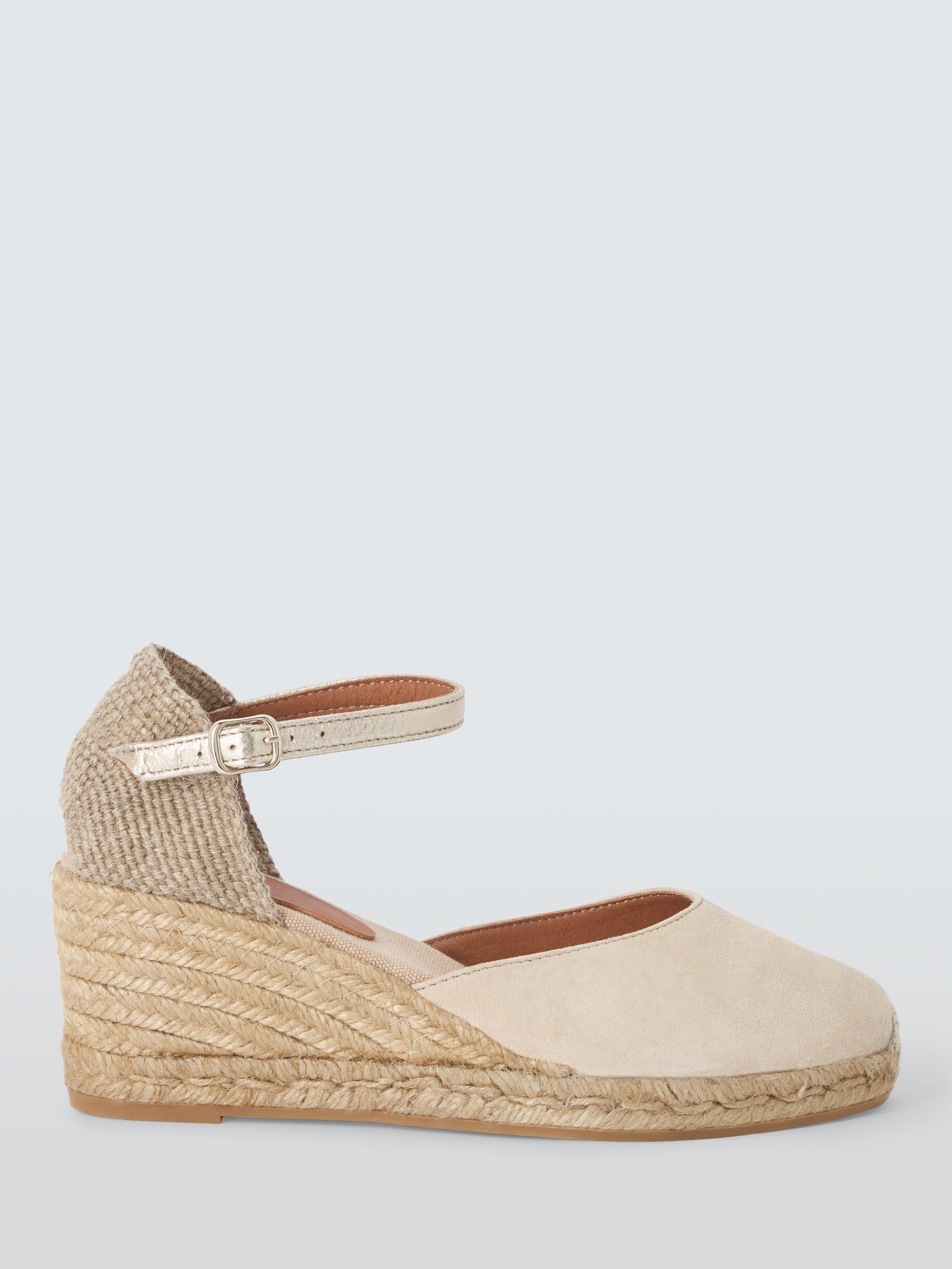 Product image 1 of 6, which shows John Lewis Wide Fit Lloret Suede Espadrille Sandals, Beige, 3