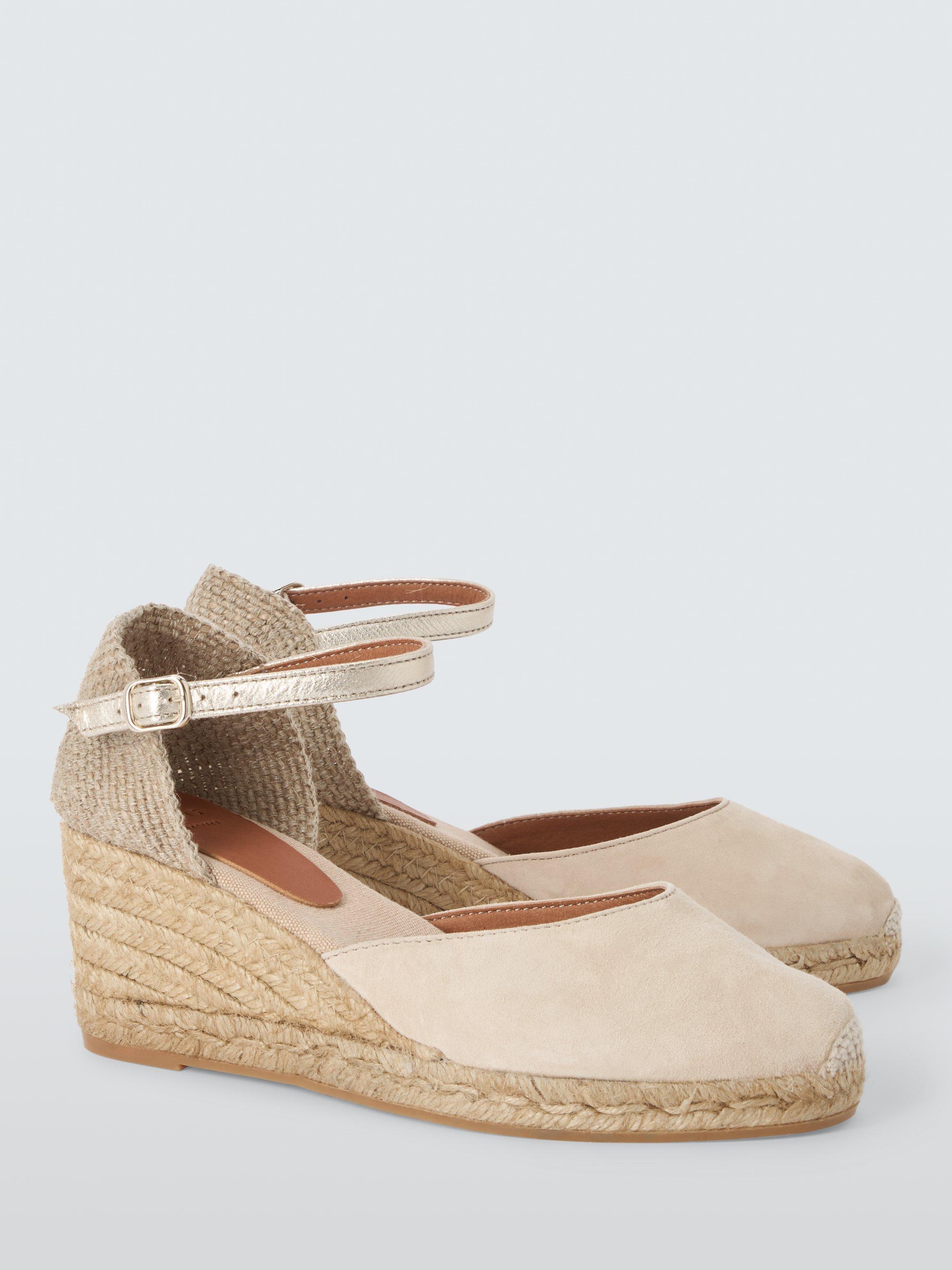 Product image 3 of 6, which shows John Lewis Wide Fit Lloret Suede Espadrille Sandals, Beige, 3