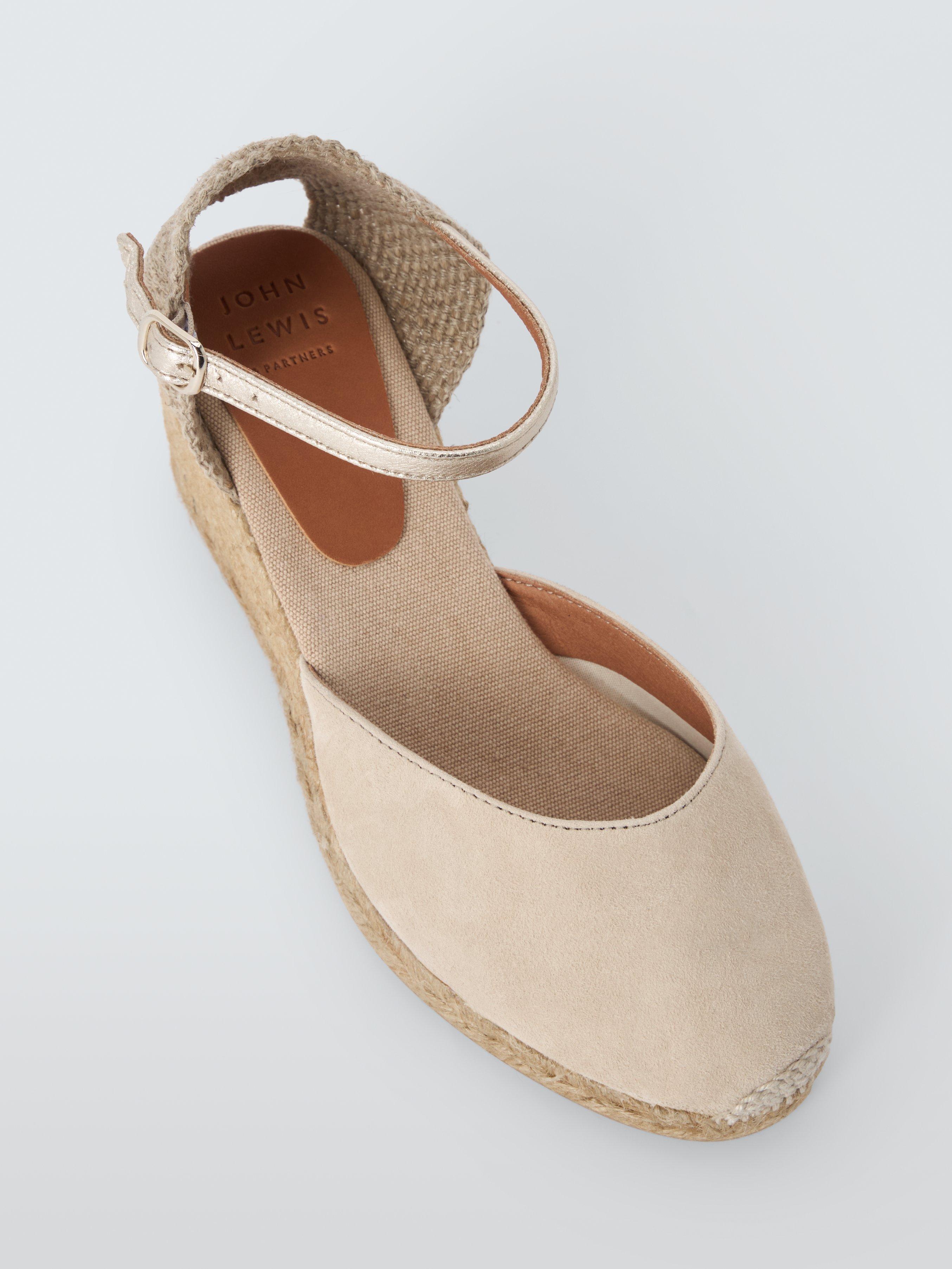 Product image 5 of 6, which shows John Lewis Wide Fit Lloret Suede Espadrille Sandals, Beige, 3