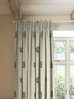 John Lewis Ariana Embroidered Pair Lined Pencil Pleat Curtains, Dark Olive, W167 x Drop 137cm