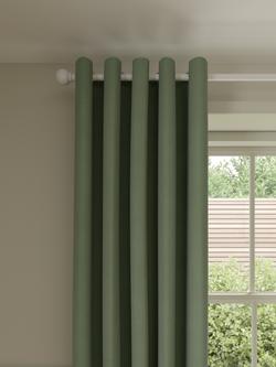 John Lewis Pure Cotton Pair Lined Eyelet Curtains, Myrtle Green