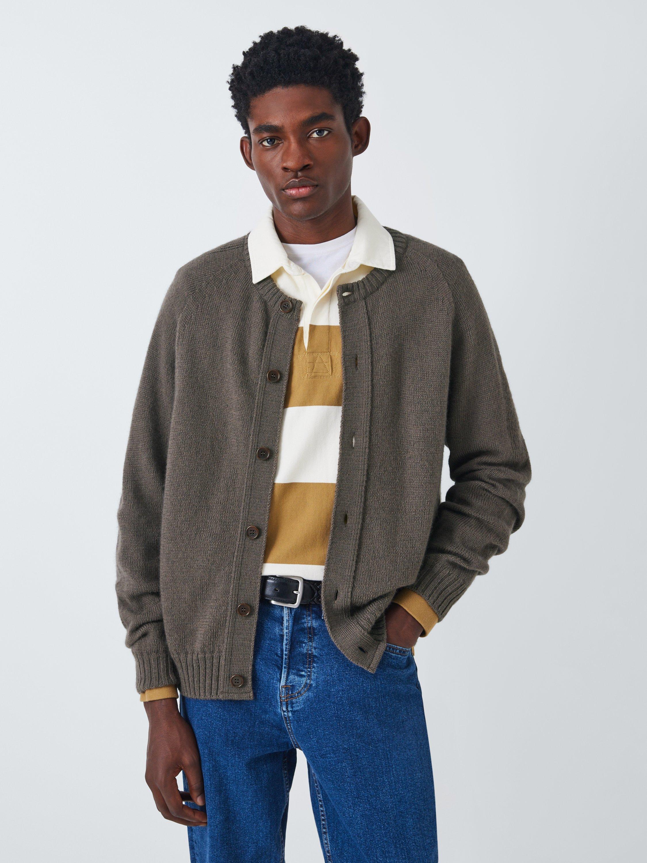 Product image 1 of 6, which shows John Lewis Made in Scotland Merino Wool Cardigan, Burro, S