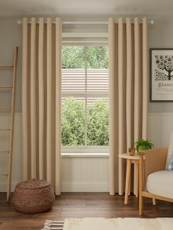 John Lewis Pure Cotton Pair Lined Eyelet Curtains - view 2, Natural