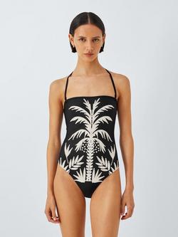 John Lewis Oasis Bandeau Swimsuit, Black, Black