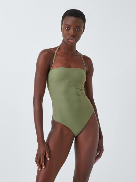 John Lewis Marlins Halterneck Swimsuit, Khaki, Khaki