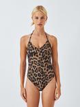John Lewis Leopard Print Halterneck Swimsuit, Animal