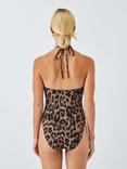 John Lewis Leopard Print Halterneck Swimsuit, Animal