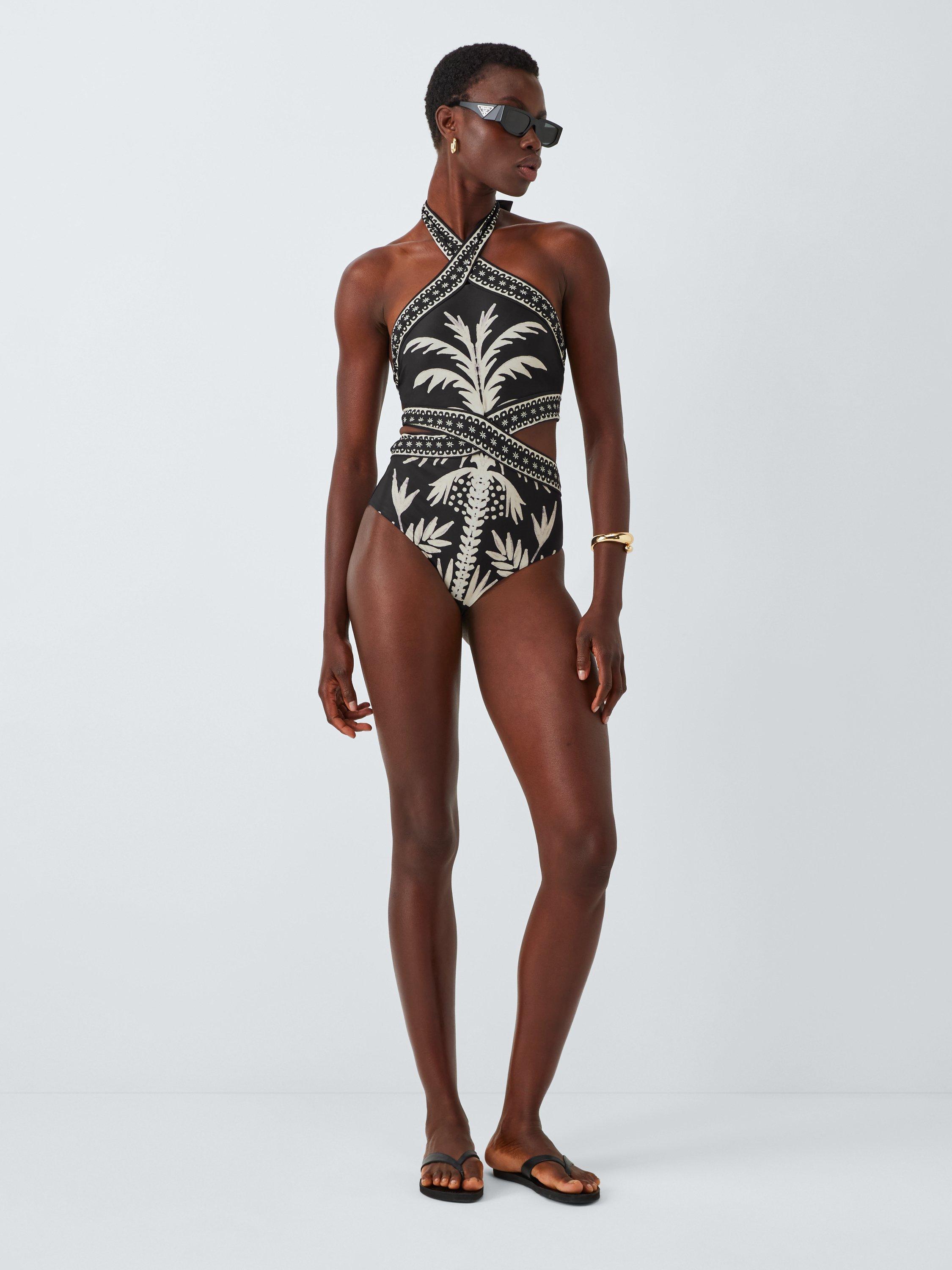 Product image 3 of 6, which shows John Lewis Oasis Cut Out Swimsuit, Black, 8
