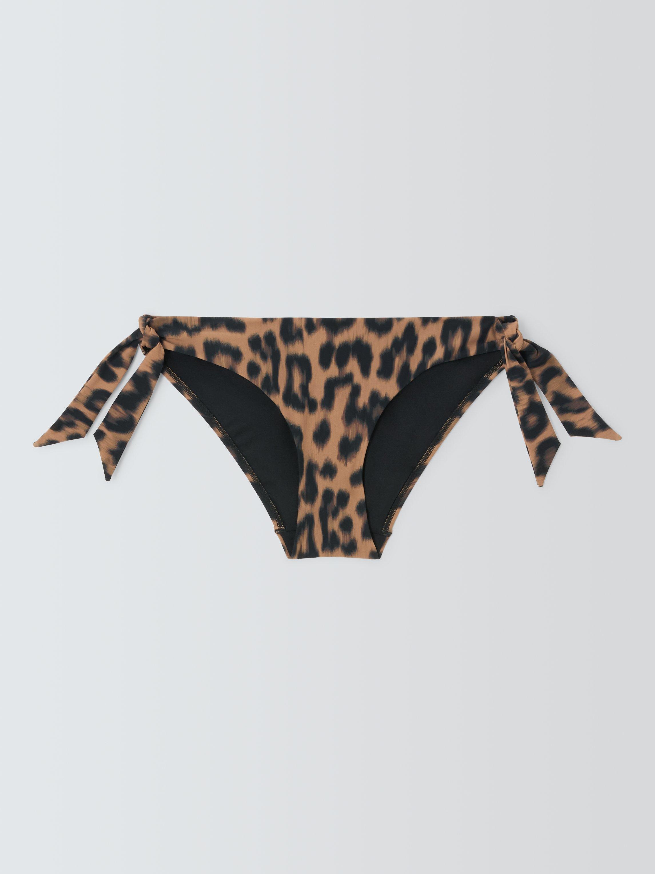 Product image 4 of 7, which shows John Lewis Leopard Print Bunny Tie Bikini Bottoms, Animal, 8
