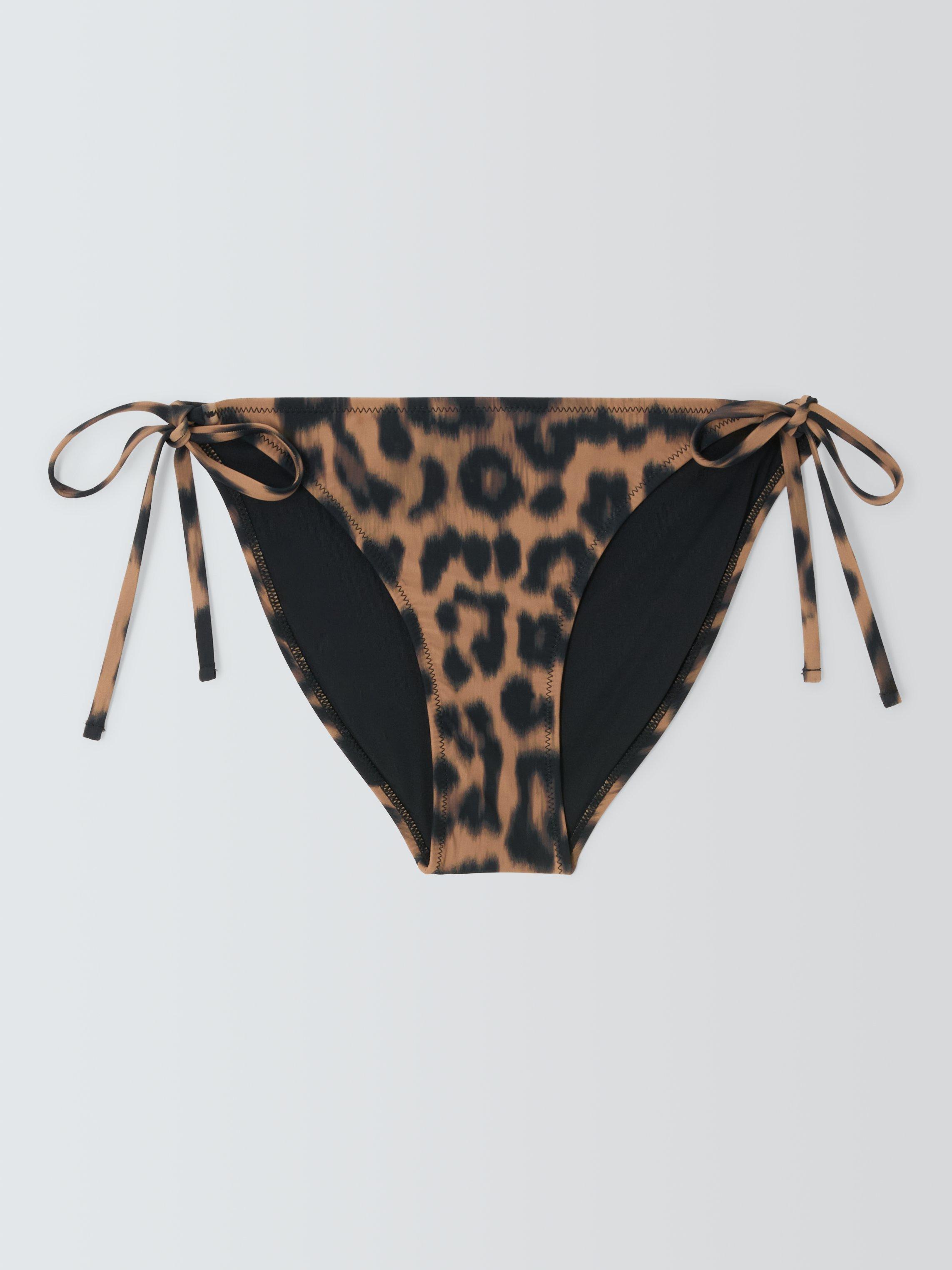 Product image 4 of 7, which shows John Lewis Leopard Print Side Tie Bikini Bottoms, Animal, 8