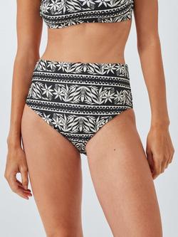 John Lewis Oasis High Waist Bikini Bottoms, Black, Black
