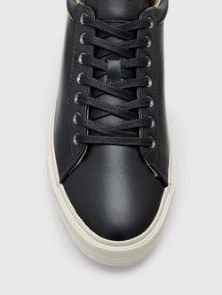 AllSaints Brody Low-Top Lace-Up Leather Trainers - view 2, Black